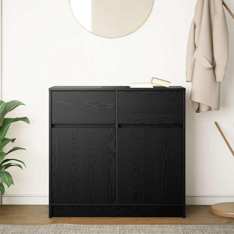 Sideboard With Drawer 80X34x76 Cm Engineered Wood, Black Oak