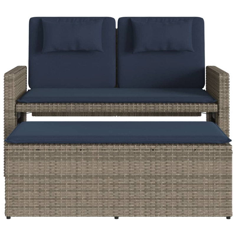 Banc de patio inclinable avec coussins vidaXL, Gris / bleu marine