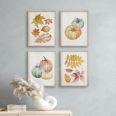 " Autumn Fall Thanksgiving Pumpkin Tree " 4 - Pieces