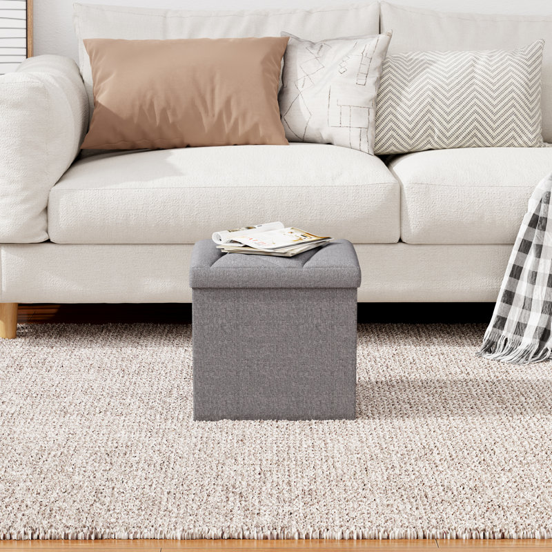 Foldable Fabric Storage Ottoman Bench – Versatile Seat With Hidden Storage Compartment