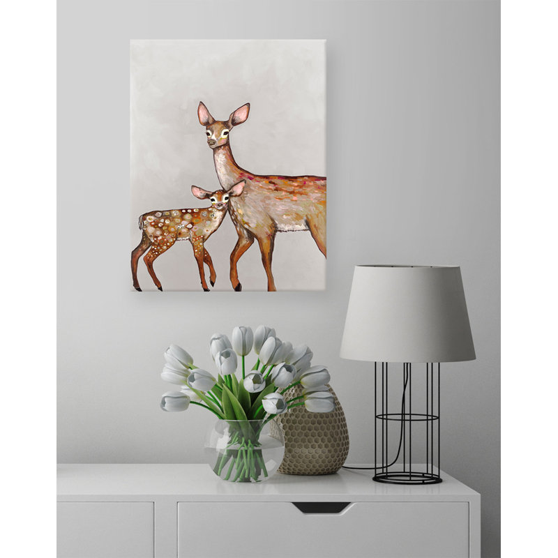«Deer with Fawn», reproduction sur toile tendue, H 32 po x l 24 po, Canevas