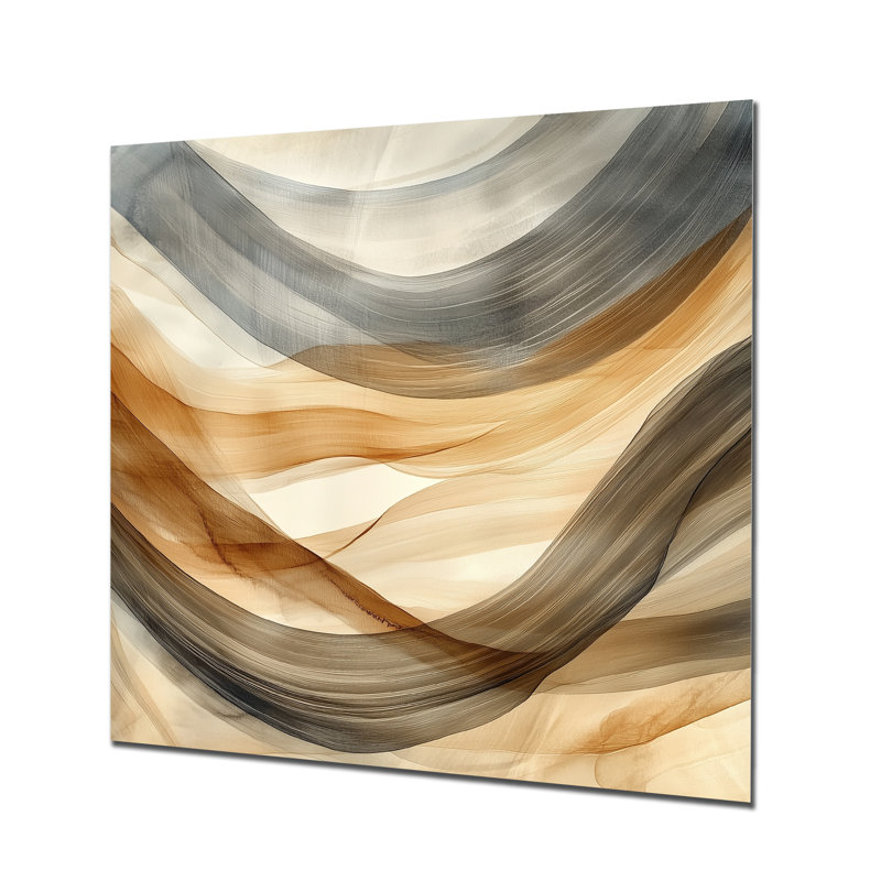 «Minimlaist Earthline Motion», art mural abstrait en métal, impression moderne sur métal, L 29 po x H 29 po