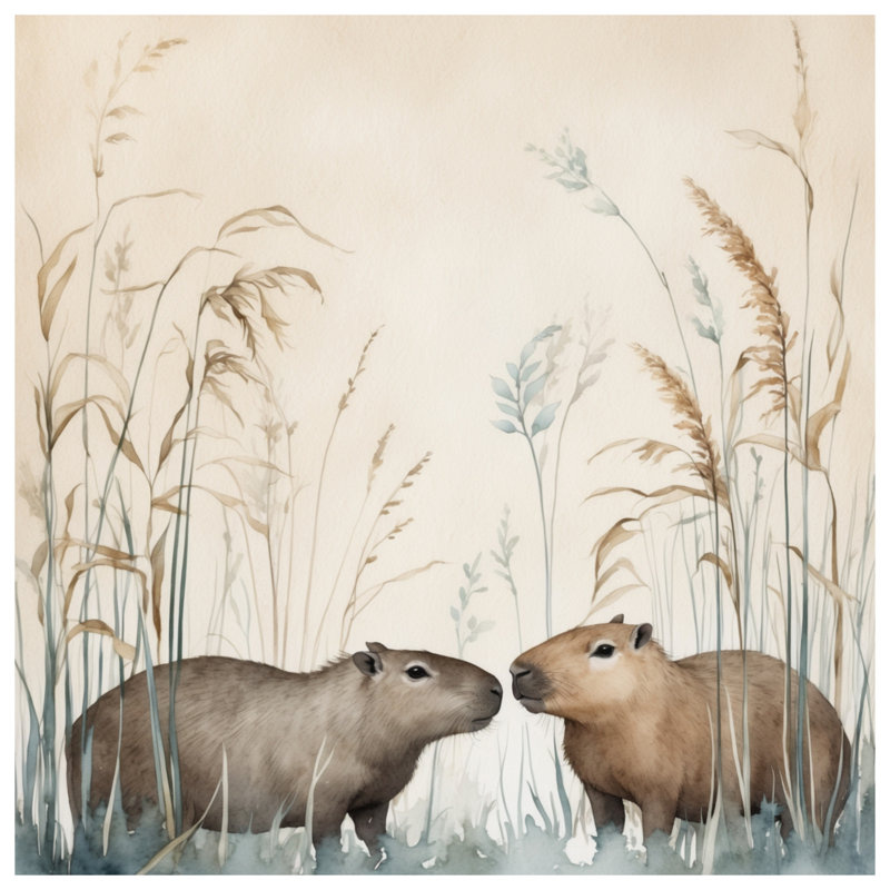 Couvre-lit matelassé Capybara In Grass toutes tailles, Grand lit