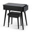 Black Dressing Table With 2 Drawers, Led , Charging Station, Panel And Vanity Stool, 27.9'' Makeup Desk Stool For Bedroom,