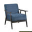 Chaise de salon décontractée, revêtement en tissu bleu, base en bois massif, style transitionnel, structure décorative en velours d'une profondeur de 29,5 po, capacité de poids de 300 lb,-525049204