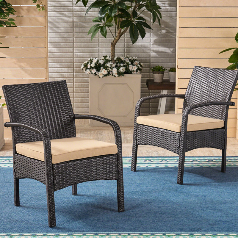 Mobilier de patio moderne: chaise Kd brun clair avec coussin Chaise tropicale: matériau imperméable +