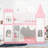 Pink-toned Twin Over Twin Castle Style Solid Wood Bunk Bed Frame with Integrated Side Ladder