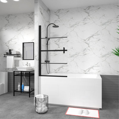 Bathtub Screen Panel Shower Door 180° Pivot