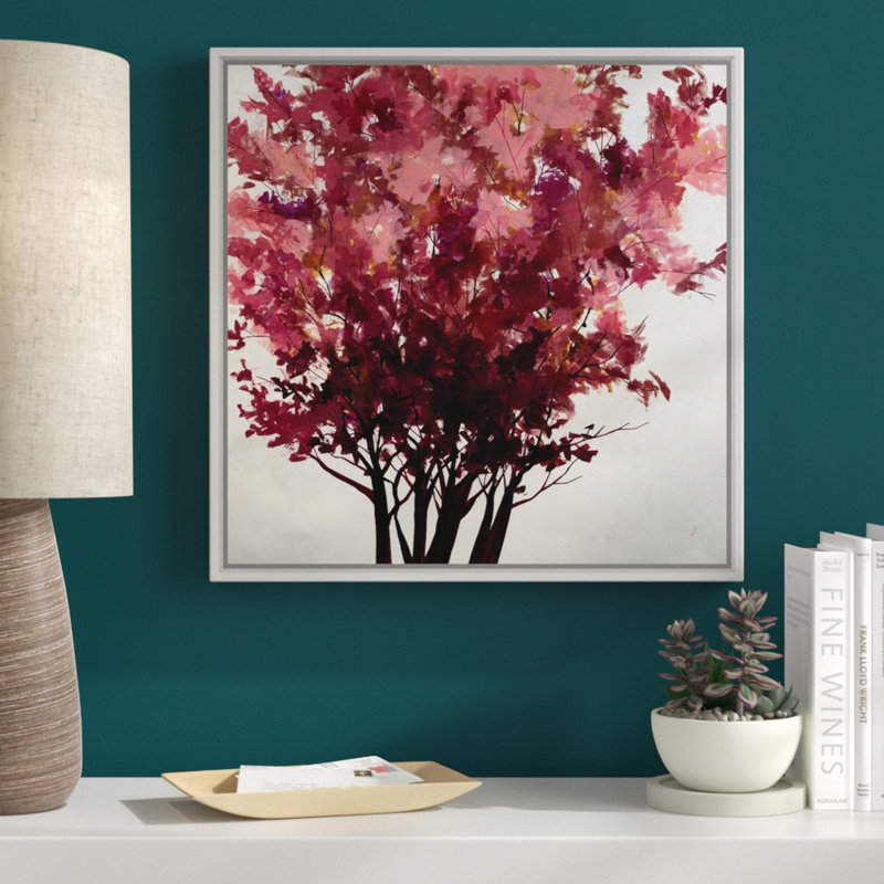« chaleureux reach », peinture sur toile, H 21,7 po x l 21,7 po x p 1,75 po, Cadre flottant blanc