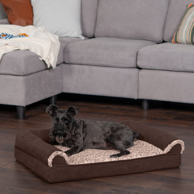 Two-Tone Faux Fur & Suede Sofa Pet Bed