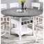 Table transitionnelle pour la cuisine et la salle à manger, plateau rond / carré, blanc antique et gris, feuille encastrée, 6 places assises pour les dîners réguliers-584306192