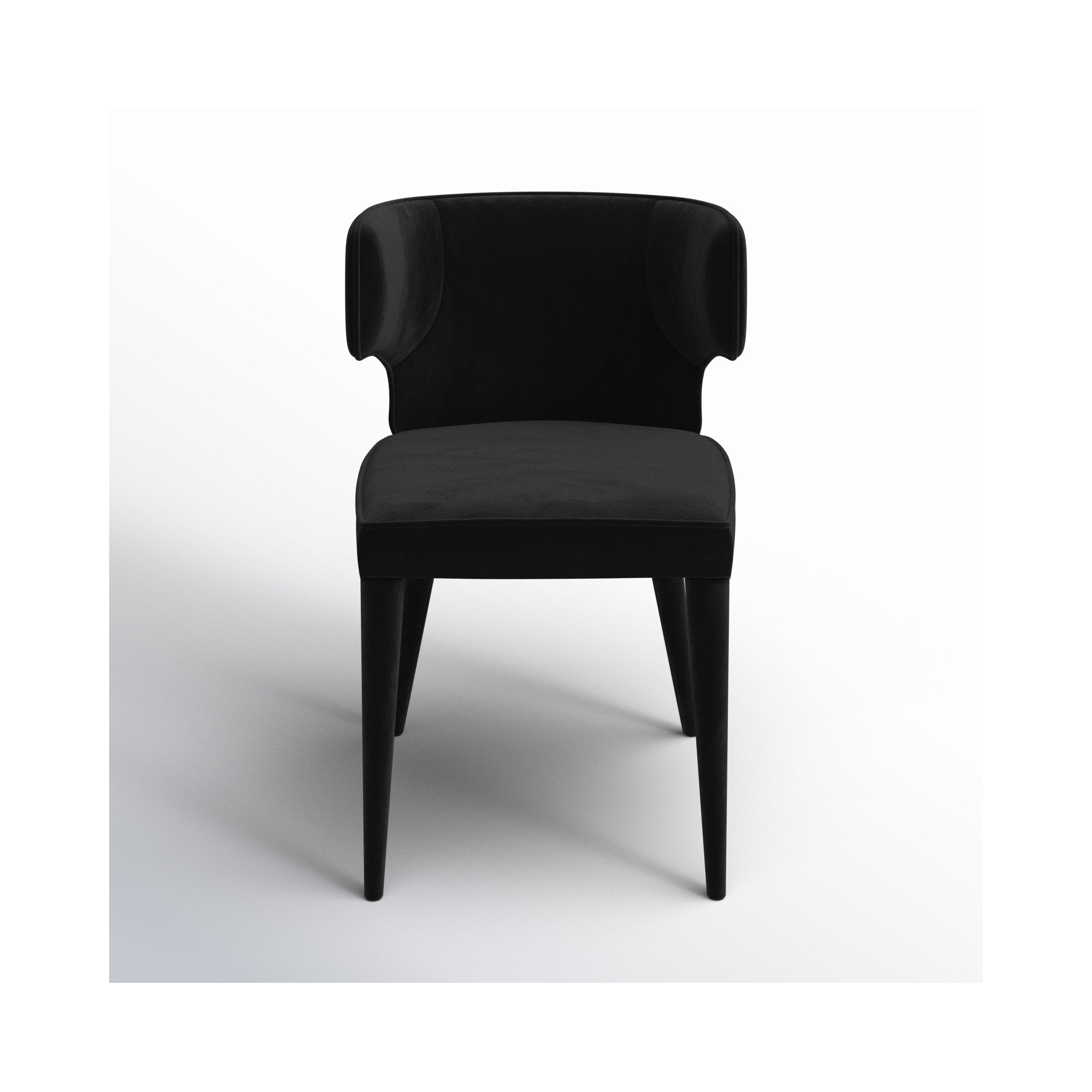 Emma Upholstered Wingback Side Chair, Black Velvet
