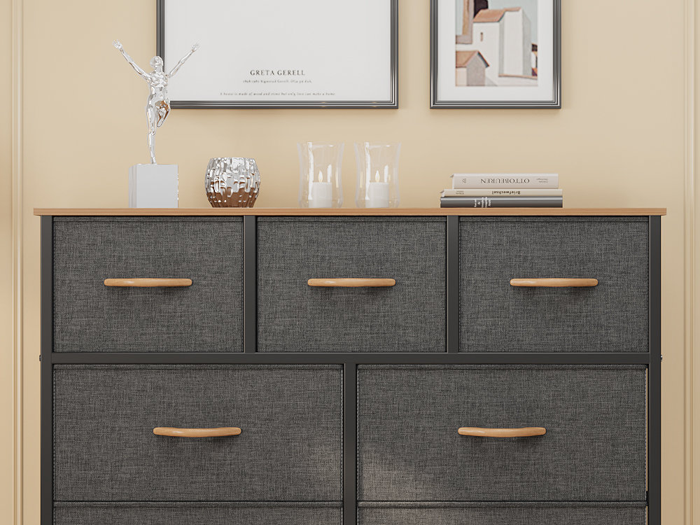 The Twillery Co. Hurd 9 Drawer Fabric Dresser with Wood Grains & Reviews |  Wayfair