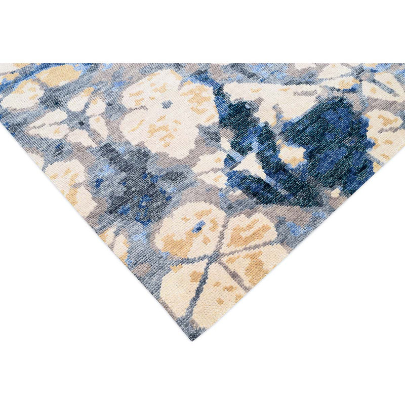 Nomad Hand Knotted Floral Area Rug, Rectangle 10' x 14'
