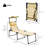 Outdoor Lounge Chair, 4 Position Adjustable Backrest, Folding, Cushioned W/ Sun Shade Roof & Pillow, Cream White-431131414
