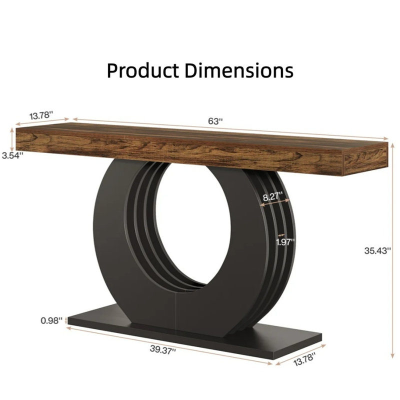 Console 63 po à grain de bois rustique