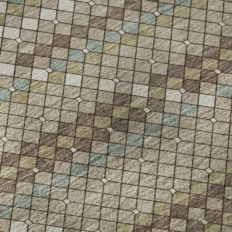 Premium Machine Washable Elize AMF1436 Lattice Rug, Round 8'