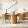 Donoho 19" Seat Height Linen Upholstered Rattan Backrest Dining Chairs with Arm
