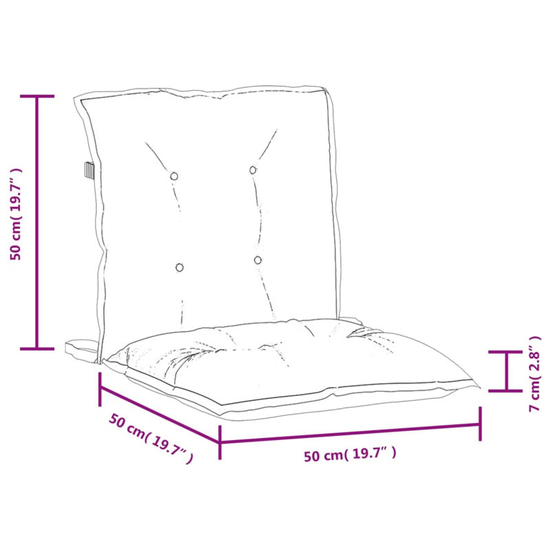  Low Back Chair Cushion Set Of 4 Melange Beige, 4, 2.8"