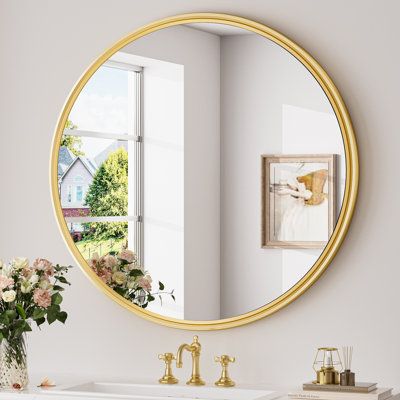Evangelista Aluminum Alloy Framed Mirror, Round Wall Mounted Mirror, Decorative Mirror for Entryway, Bathroom, Hallway,Tempered Glass