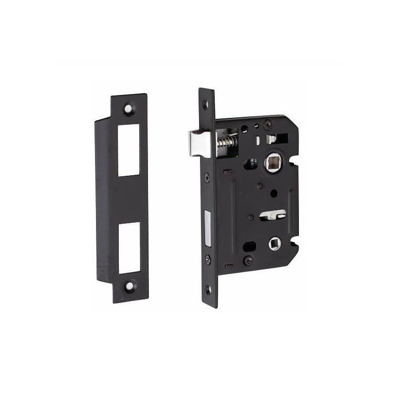  Bolt Through Bathroom Mortise Lock in Matt Black Finish - 64mm