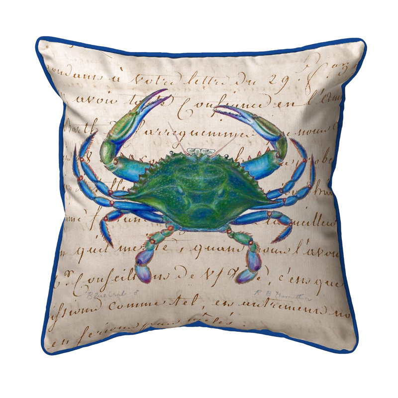 Male Crab Outdoor Square Pillow Cover and Insert, Small