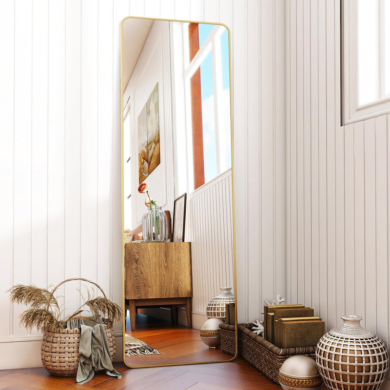 Full Length Mirror With Aluminum Alloy Frame, Shatterproof HD Glass, Freestanding Or Wall Mountable For Bedroom, Dressing Room, Living Room