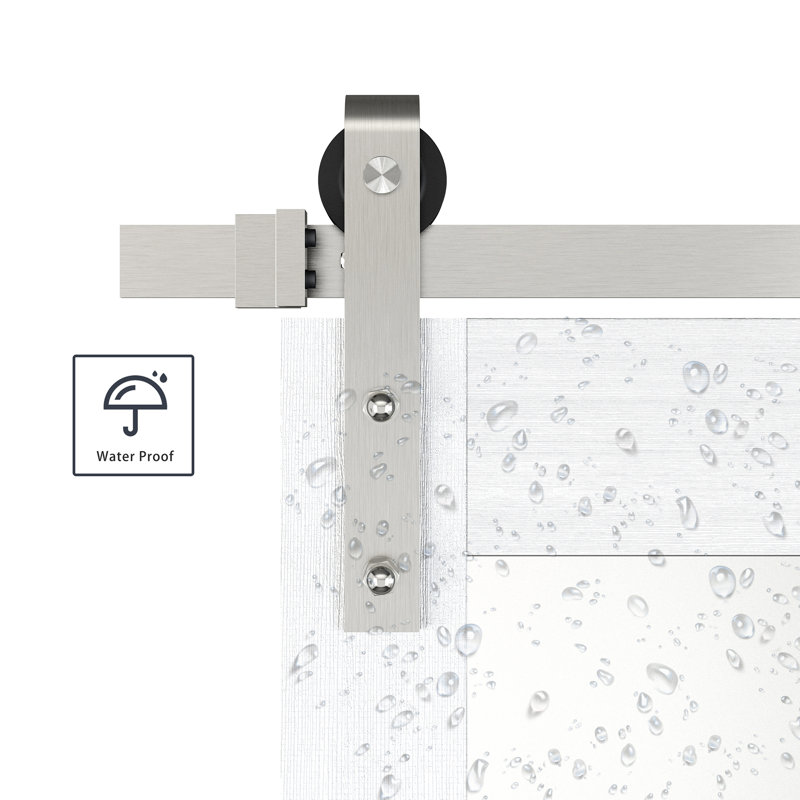 White 5-Panel Frosted Glass Sliding Barn Door with Hardware Kit