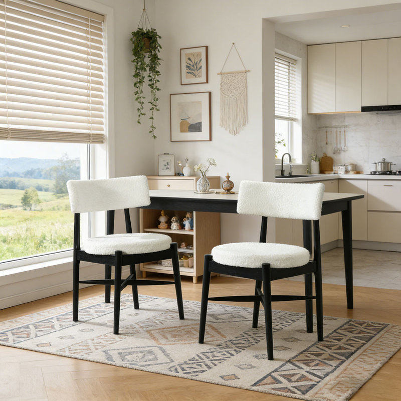 Chaises de salle à manger modernes, Noir / Beige