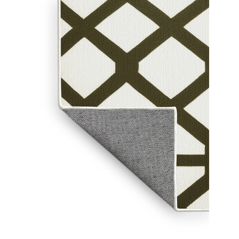 Tapis blanc en treillis lavable à la machine, Rond 7 pi