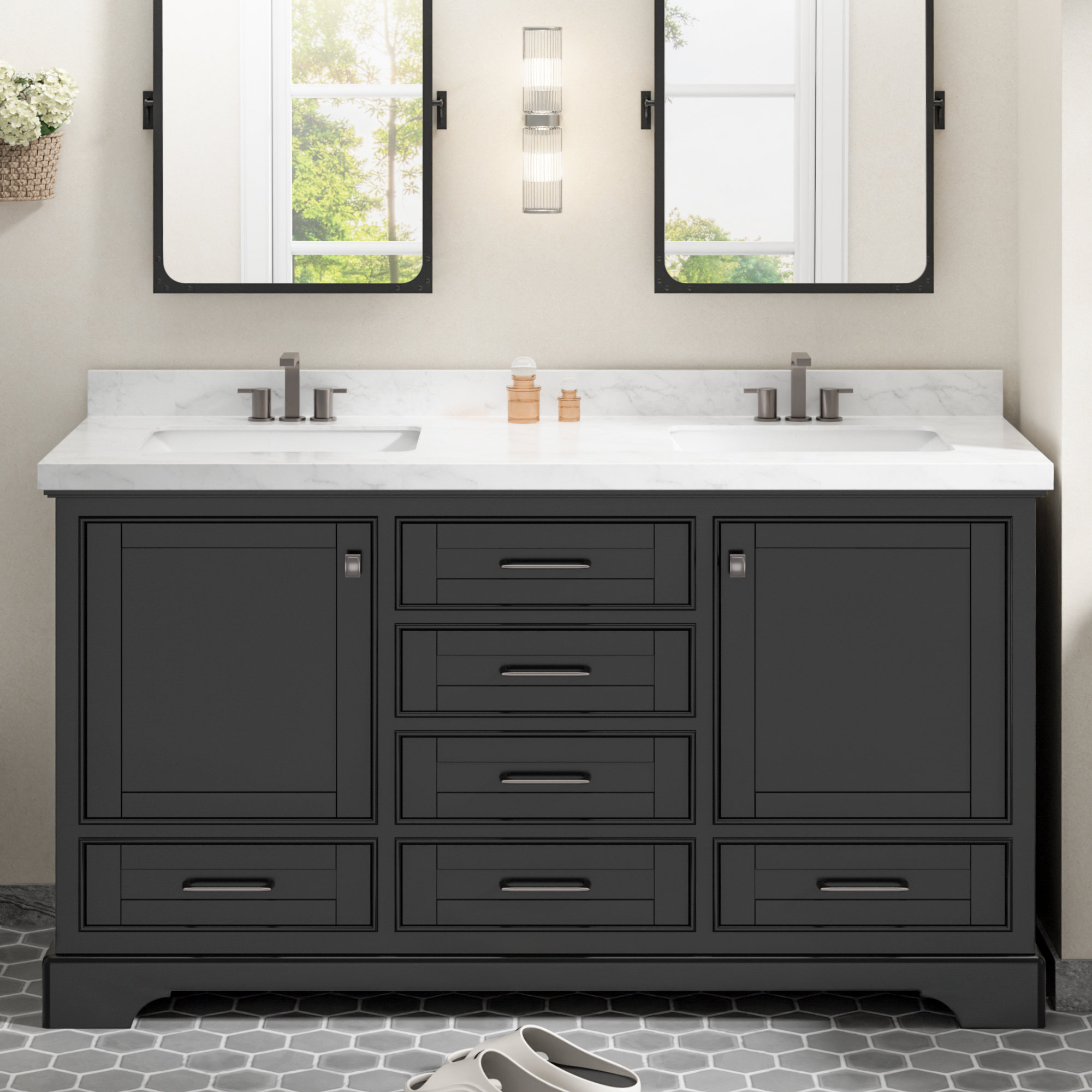 Red Barrel Studio Linsay 60'' Fully Assembled Double Sink Bathroom ...