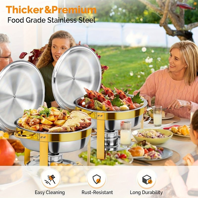 2 Pack 4.5L Round Chafing Dish Buffet Set