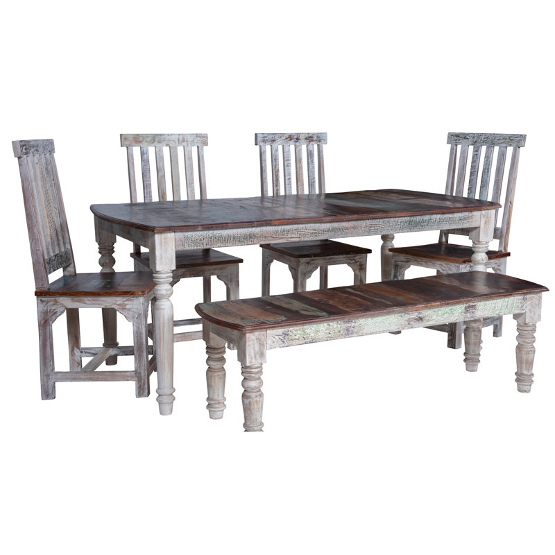 Dorffman Solid Wood Solid Wood Top Four Leg Dining Set, Dark Brown