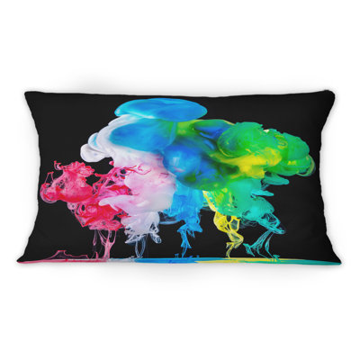 Coussin décoratif imprimé rouge, rouge, bleu et vert