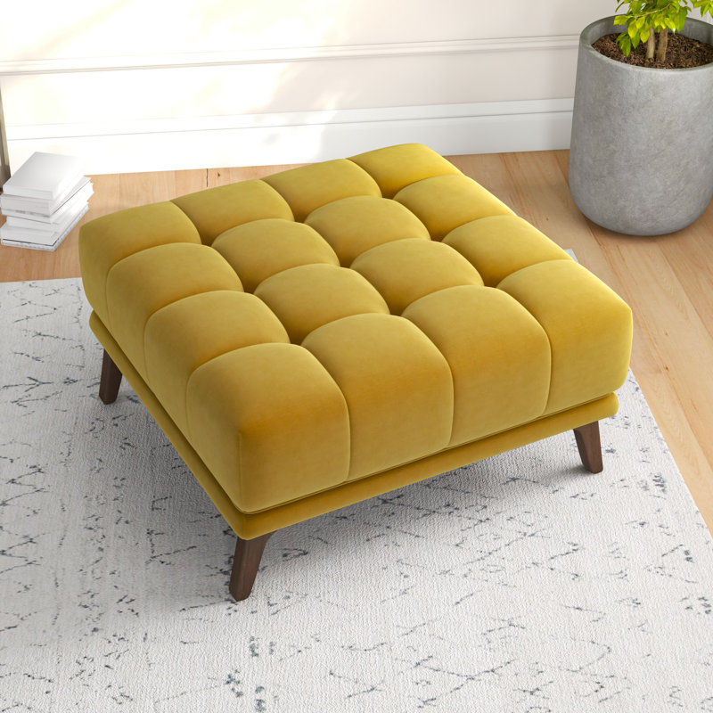 Ardrie Velvet Ottoman, Gold Velvet