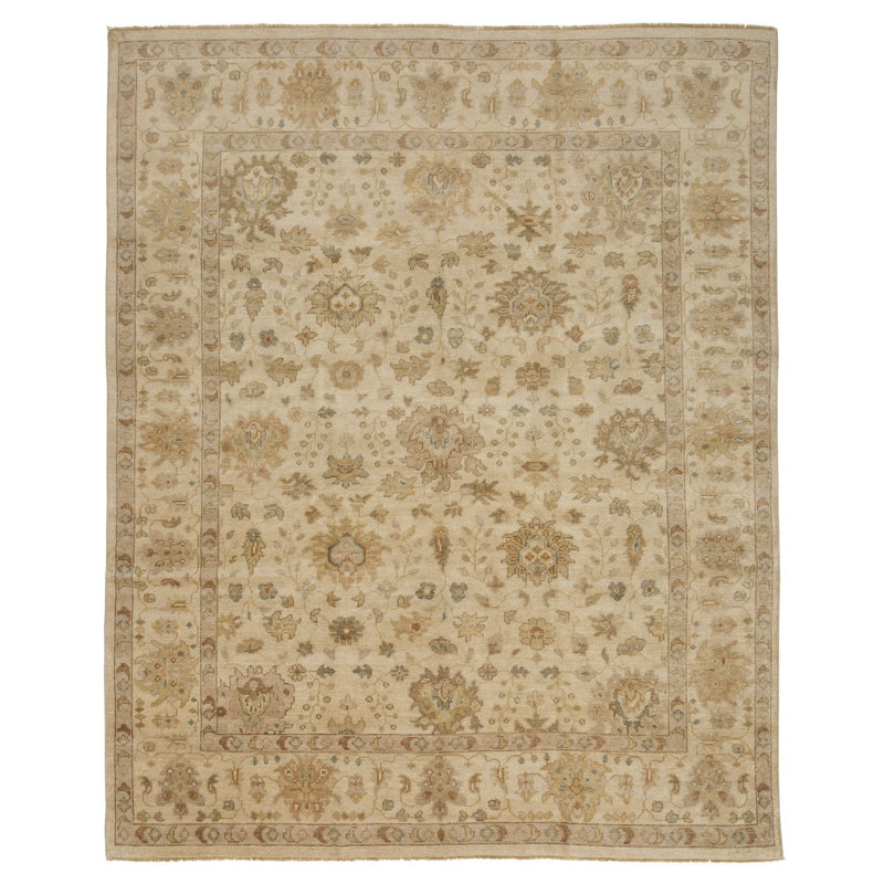 Barrow Wool Oriental Area Rug in Beige/Taupe, Rectangle 8' x 10'