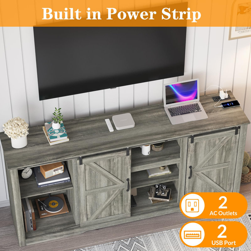Unfinished Accent Cabinet with Fireplace Included, Grey