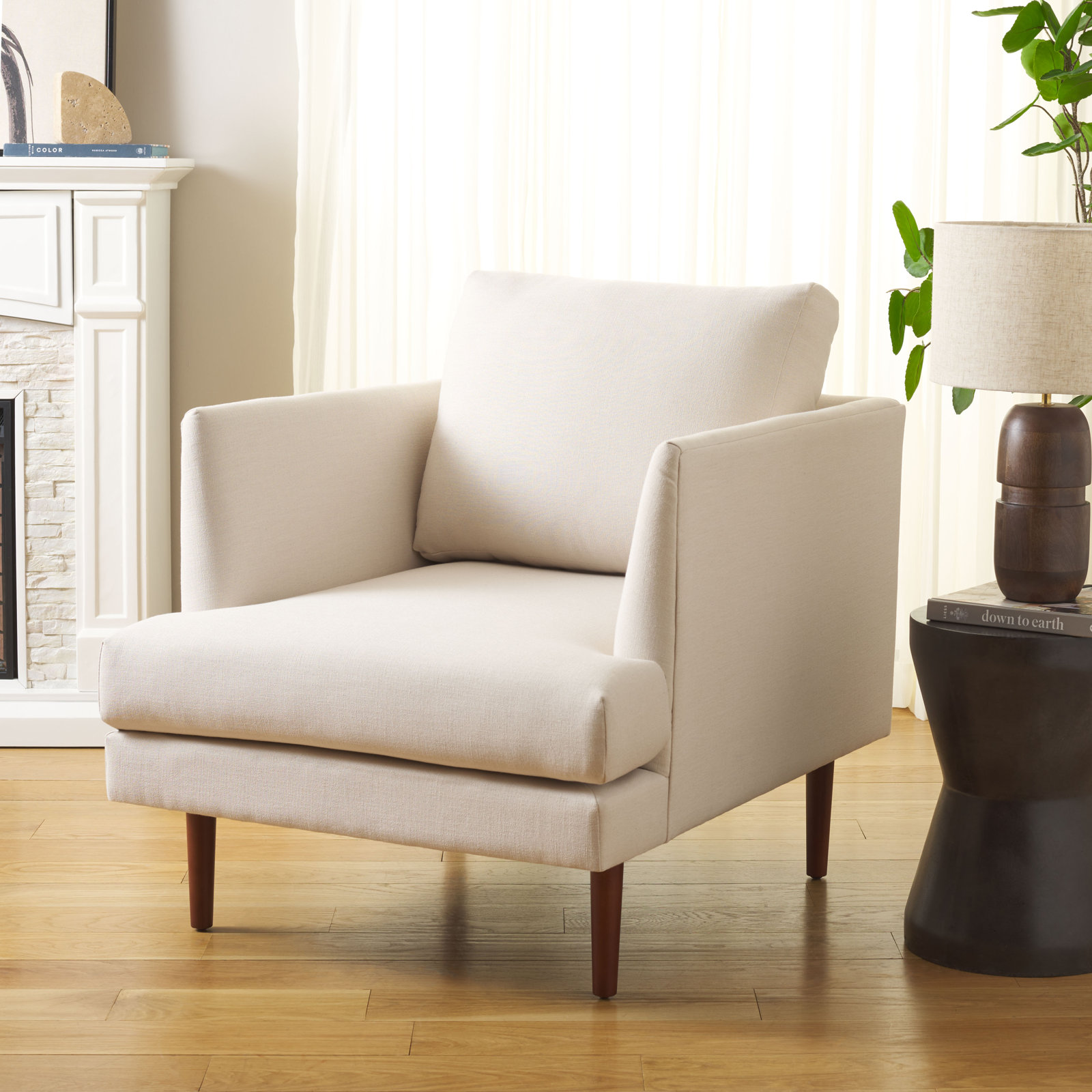 Kadiatou Linen Armchair, Walnut