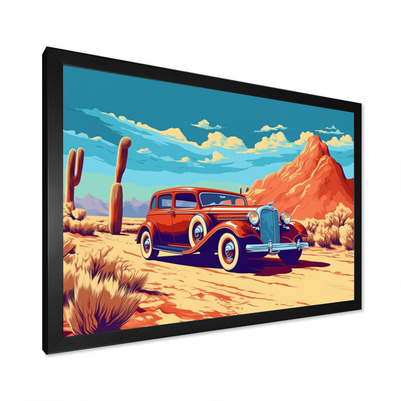 «Old American Car In Nevada VI», reproduction sur toile, H 12 po x l 20 po x P 1 po, Cadre photo noir