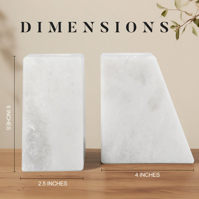 Natural Marble Vase Bookends Set of 2, Decorative Stone Book Holders, Namib Fantasy
