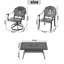 Ensemble de salle à manger 7 pièces en aluminium coulé toutes saisons, 2 chaises pivotantes, 4 chaises et une table rectangulaire avec cadre noir