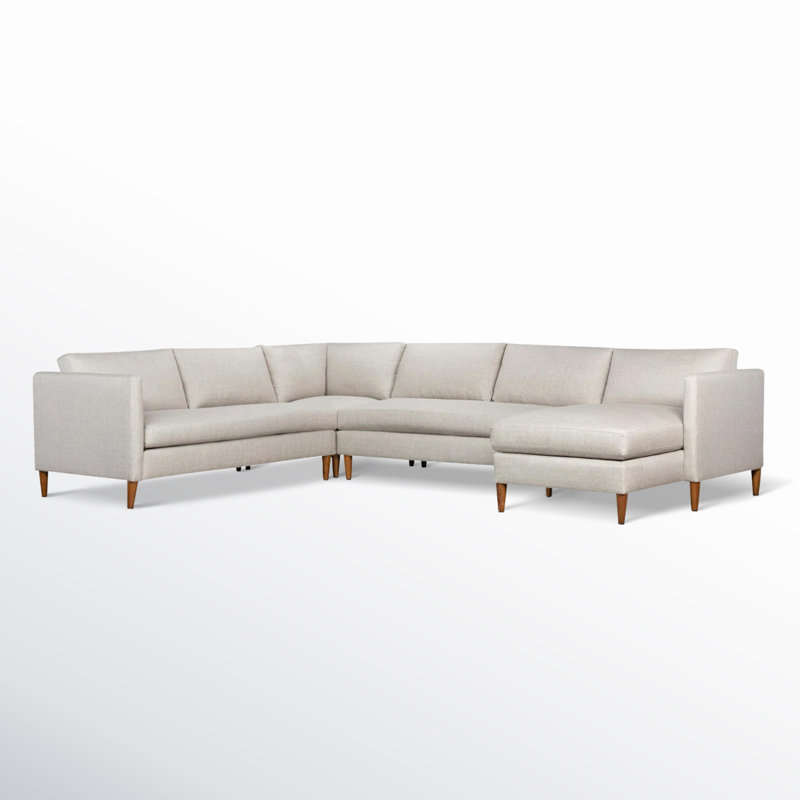 Clifford 4-Piece Upholstered Custom Sectional, Turbo Ash Basketweave, Right Hand Facing