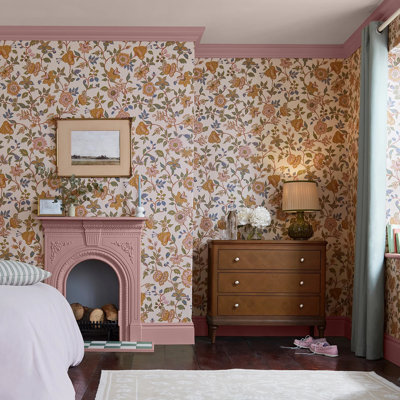 Joules Scot Floral Cream/Multi Floral 10m x 52cm Matte Wallpaper Roll