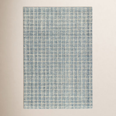 Conall Slate Hand-Hooked Plaid Wool Rug