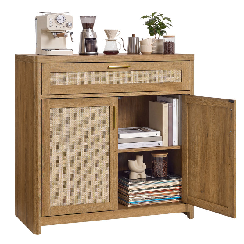 Buffet décoratif Boho avec tiroir et tablette réglable, Brown, 1