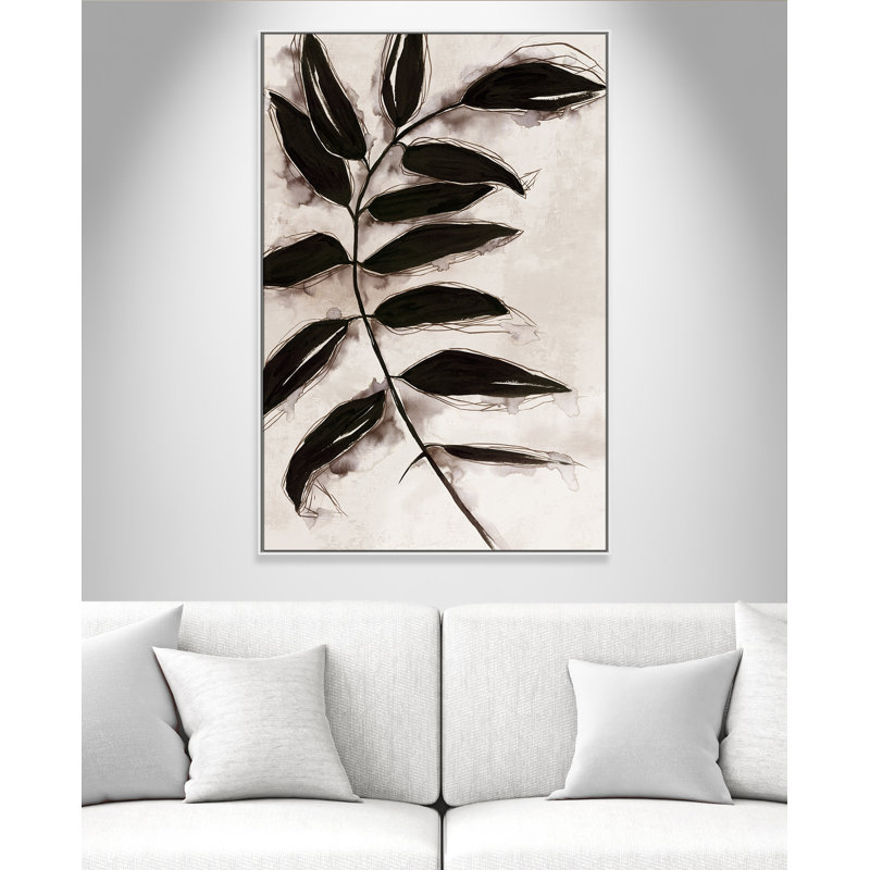 Feuilles II - Toile à cadre flottant, H 61,5 po x l 41,5 po x P 2 po, Cadre blanc
