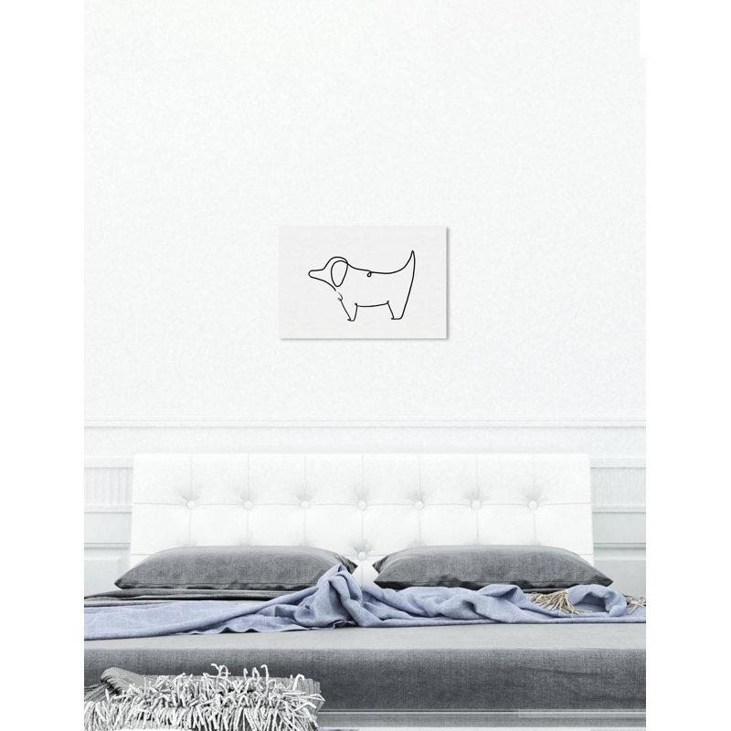 Simple contour de chiot-reproduction d’art, H 20 po x l 30 po x P 1,5 po, Toile tendue