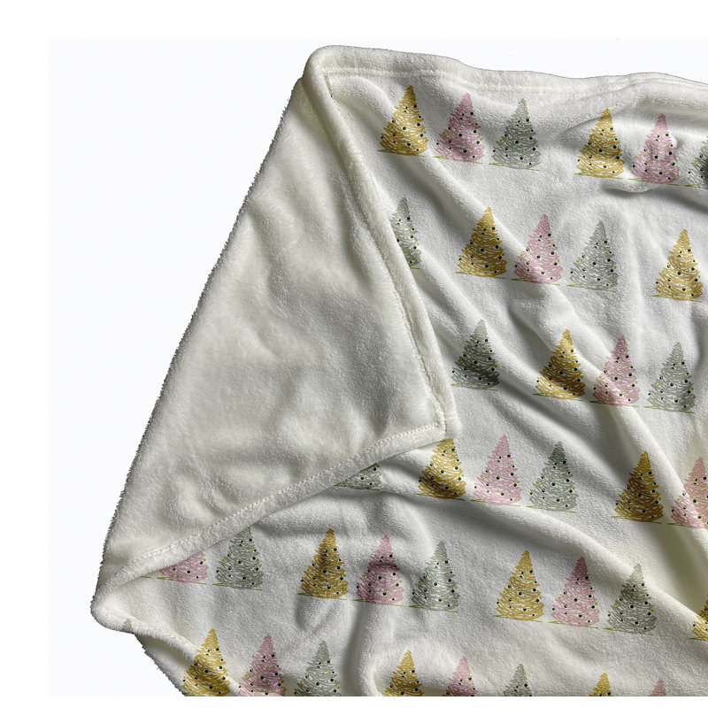 Merry Trees Pattern Christmas Throw Blanket, Multi/Light, 50" W x 60" L