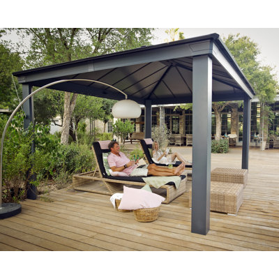 Palram - Canopia Dallas 14' W x 12' D Aluminum Polycarbonate Outdoor Backyard Patio Gazebo Gray