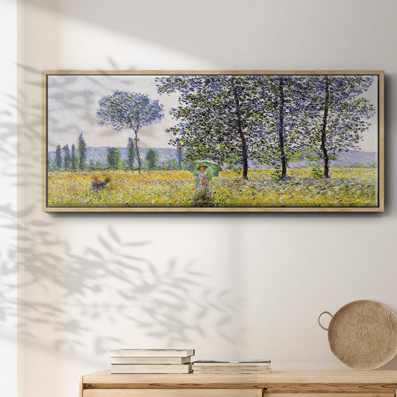Sunlight Effect under the Poplars, 1887- Framed Canvas, 12" H x 30" W